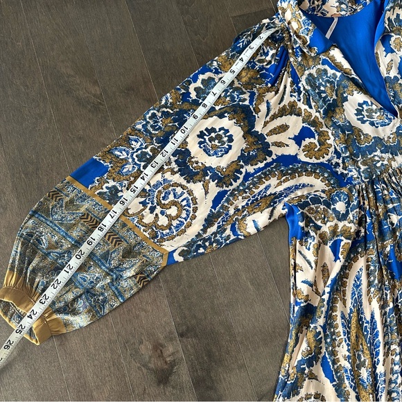 NWT Free People Say You Love Me Blue Gold Mini Dress Boho Babydoll Festival S - Picture 8 of 11